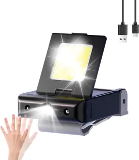 LHOTSE LED Rechargeable LED Hat Light with Motion Sensor - Dual Light 300 Lumens Hands Free Clip on Cap Lights Flashlight Portable Headlamp Waterproof for Running, Camping, Hunting, Cycling, Emergency