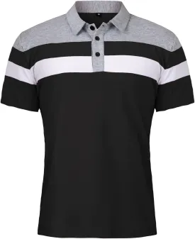 MANSDOUR Men's Polo Shirts Casual Cotton Slim Fit Long Sleeve and Short Sleeve Polo Shirt Patchwork Collared Work Golf Shirt MANSDOUR Men's Polo Shirts Casual Cotton Slim Fit Long Sleeve and Short Sleeve Polo Shirt Patchwork Collared Work Golf Shirt