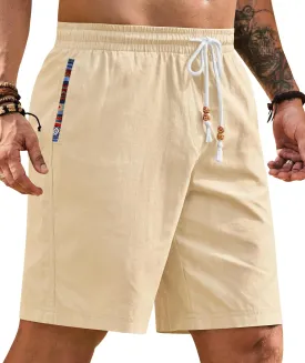 Men's Casual Cotton Shorts Drawstring 8 Inch Summer Vacation Shorts with Pockets (S-XXL)