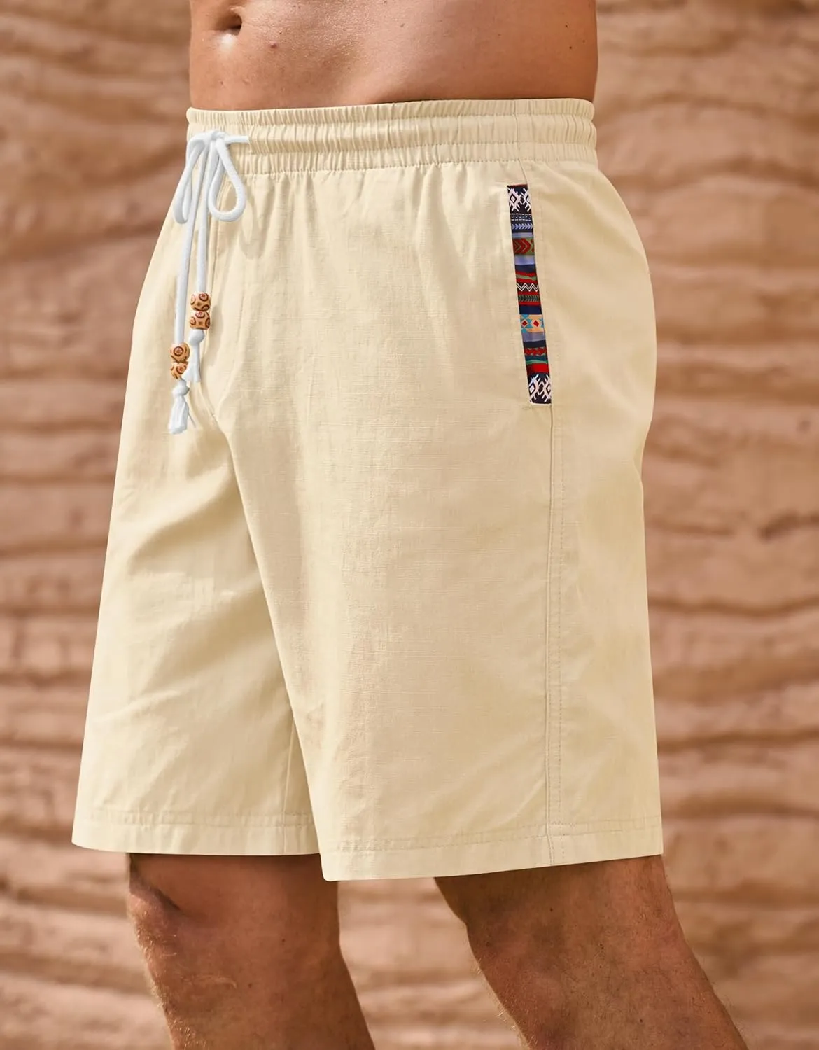 Men's Casual Cotton Shorts Drawstring 8 Inch Summer Vacation Shorts with Pockets (S-XXL)