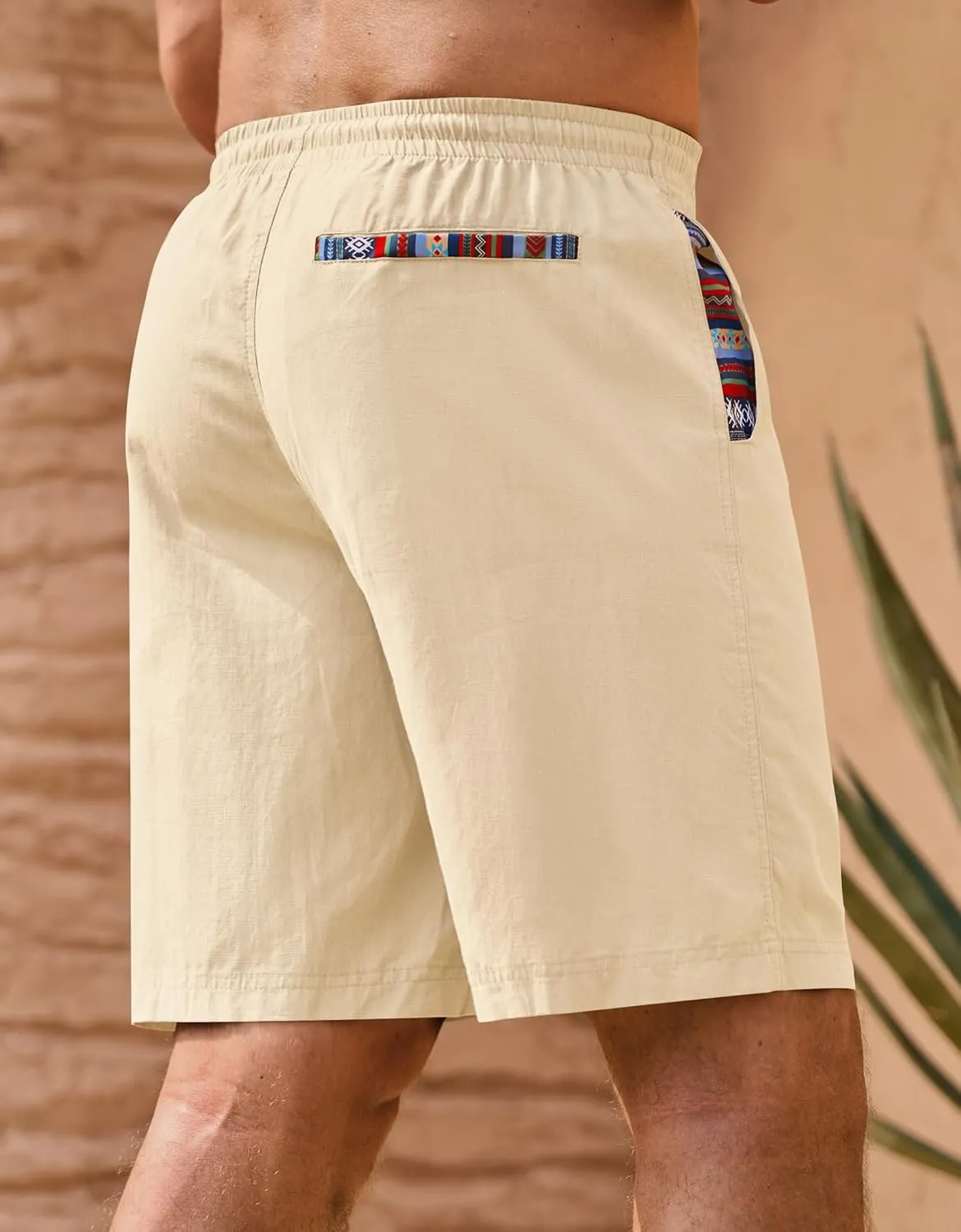 Men's Casual Cotton Shorts Drawstring 8 Inch Summer Vacation Shorts with Pockets (S-XXL)