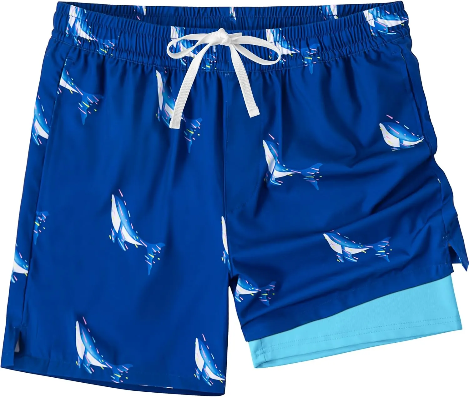 Men's Swim Trunks Quick Dry Beach Shorts with 2 in 1 Compression Liner and Pockets Shorts