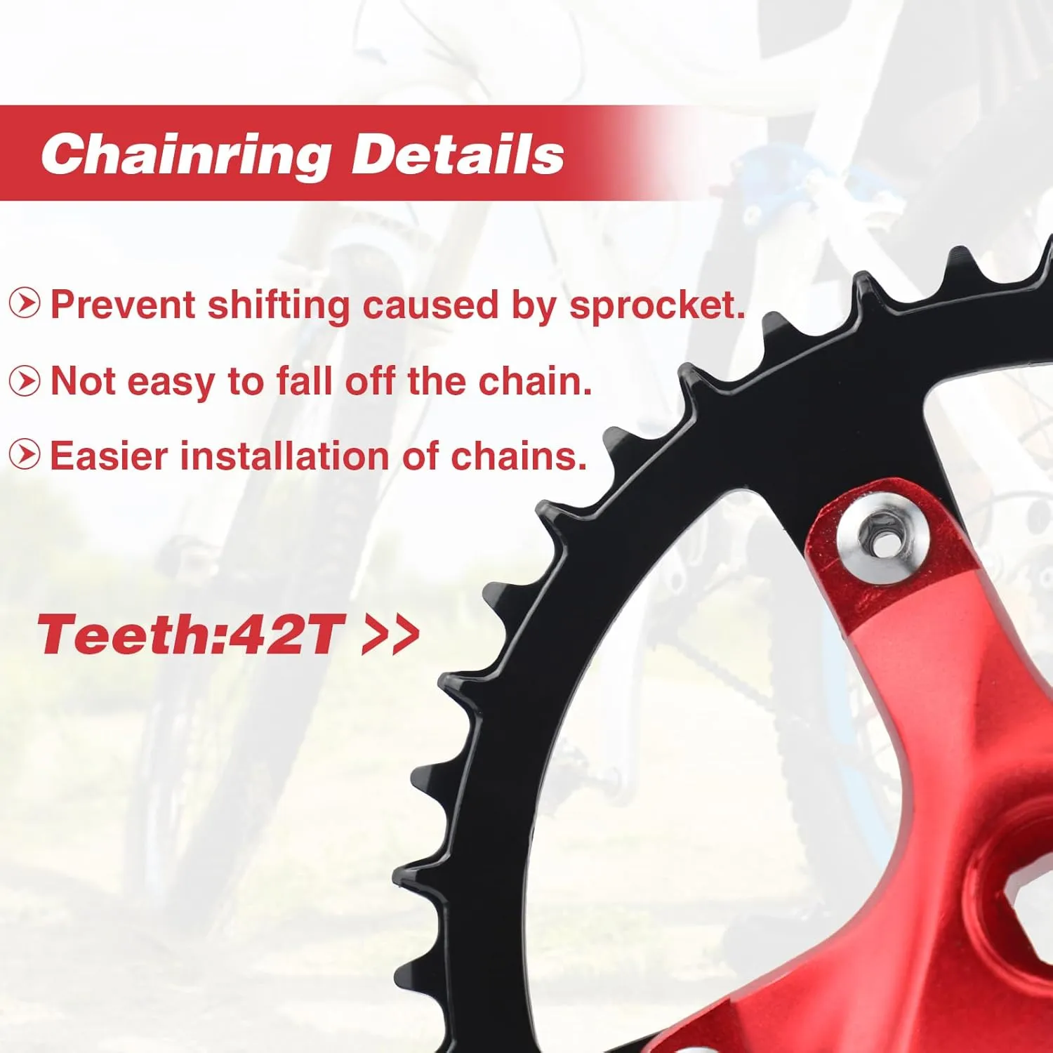 Mountain Bike Crankset Aluminium Alloy 1 Piece/Single 42T Charing Crank Set with 170mm Arm 104 BCD, Compatible with Single Speed Bicycle and 6/7/8/9/10/11 Speeds MTB Bike