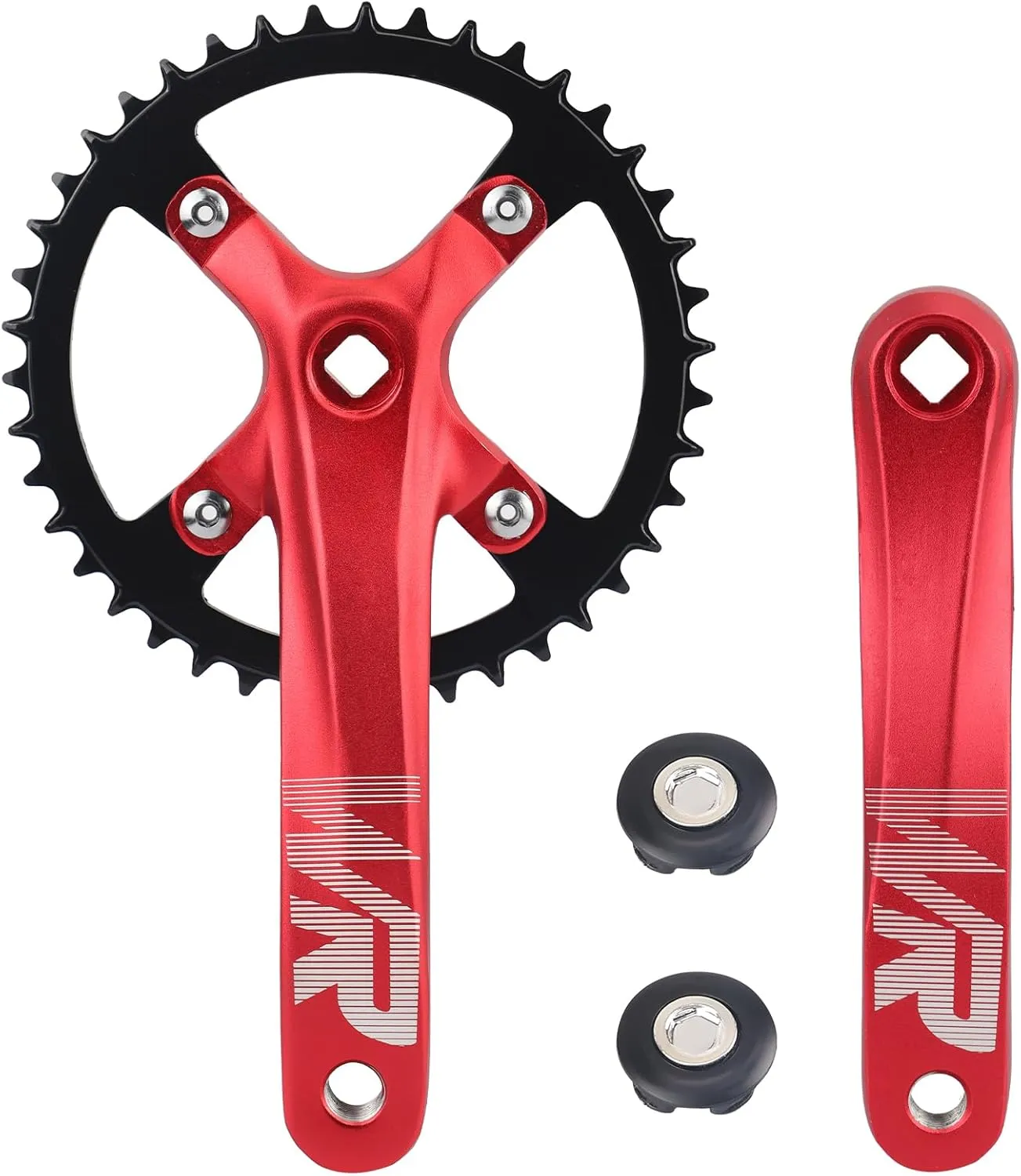 Mountain Bike Crankset Aluminium Alloy 1 Piece/Single 42T Charing Crank Set with 170mm Arm 104 BCD, Compatible with Single Speed Bicycle and 6/7/8/9/10/11 Speeds MTB Bike