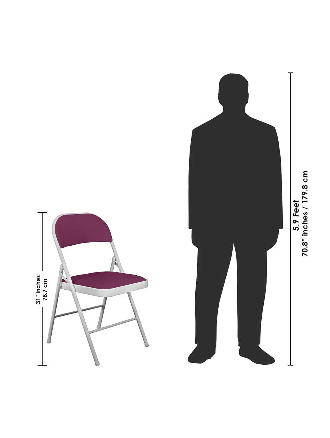 Padded Purple Metal Cafe /Kitchen/ Garden and Outdoor Folding Chair