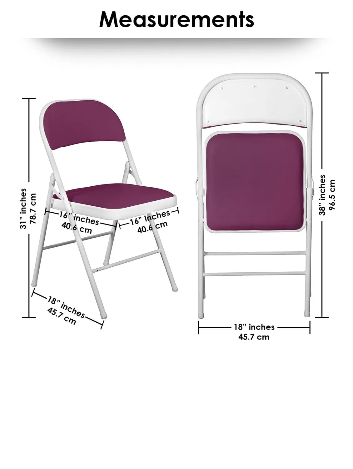 Padded Purple Metal Cafe /Kitchen/ Garden and Outdoor Folding Chair