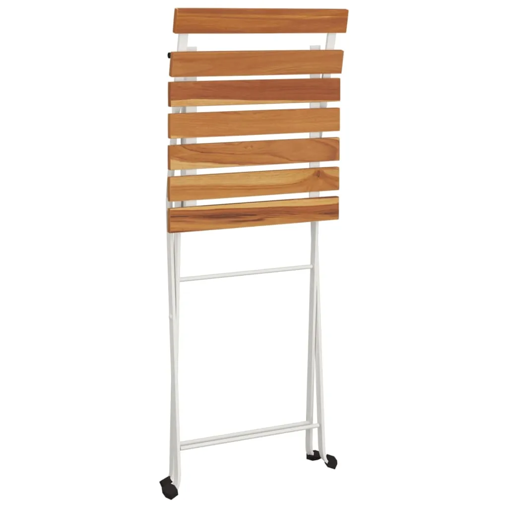 Patio Folding Chairs Bistro Foldable Chair Steel and Solid Wood Acacia