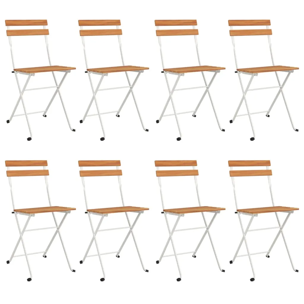 Patio Folding Chairs Bistro Foldable Chair Steel and Solid Wood Acacia