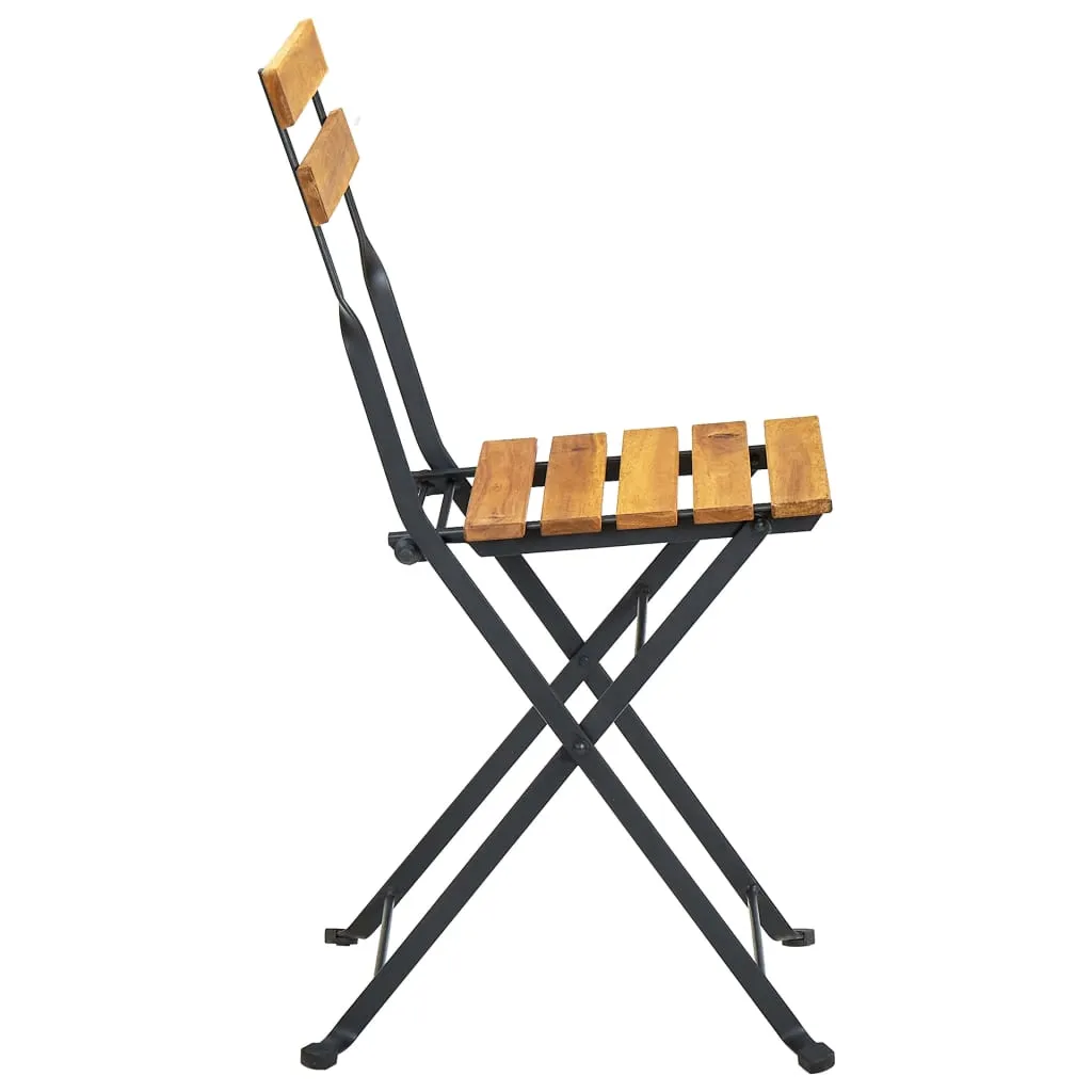 Patio Folding Chairs Bistro Foldable Chair Steel and Solid Wood Acacia