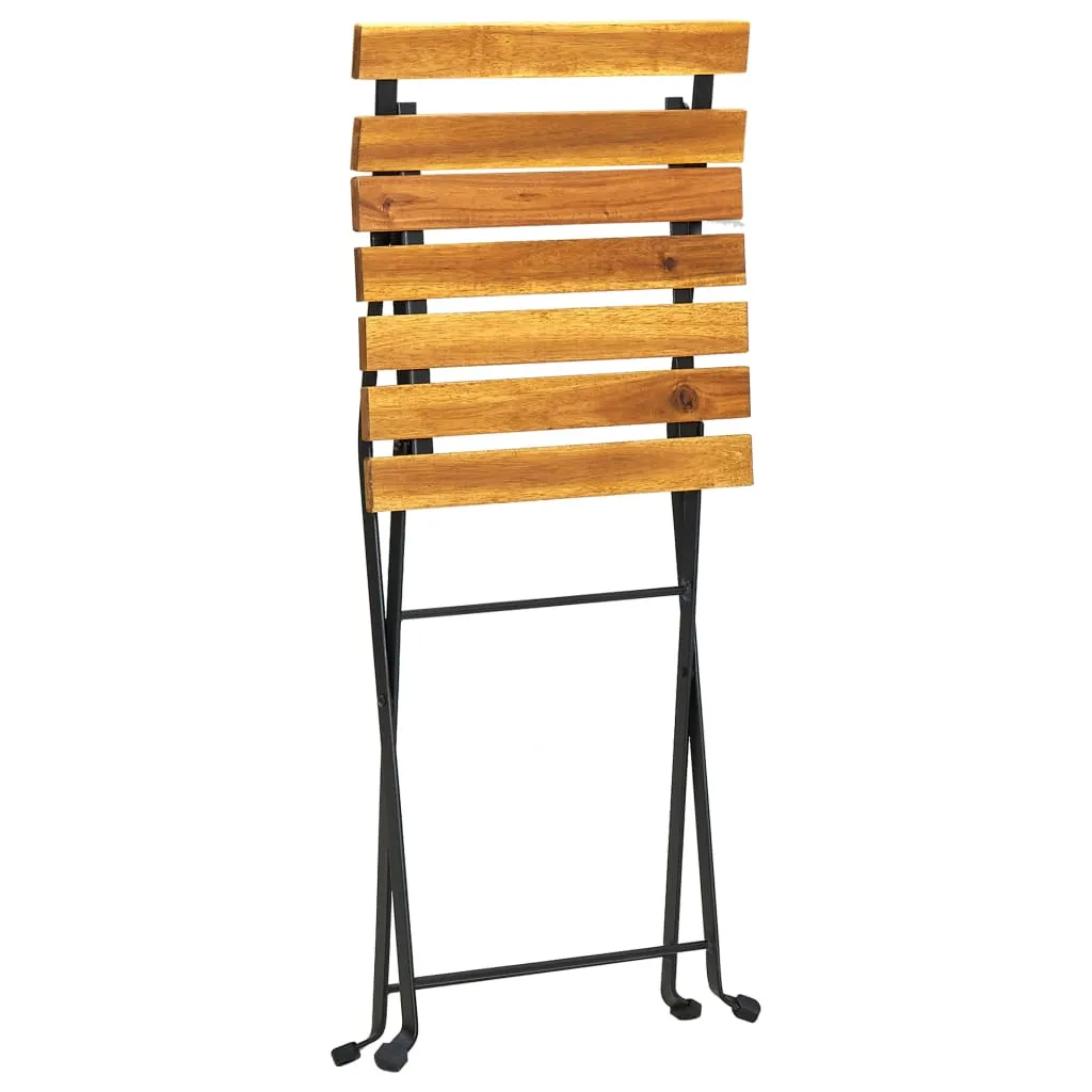 Patio Folding Chairs Bistro Foldable Chair Steel and Solid Wood Acacia