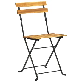 Patio Folding Chairs Bistro Foldable Chair Steel and Solid Wood Acacia