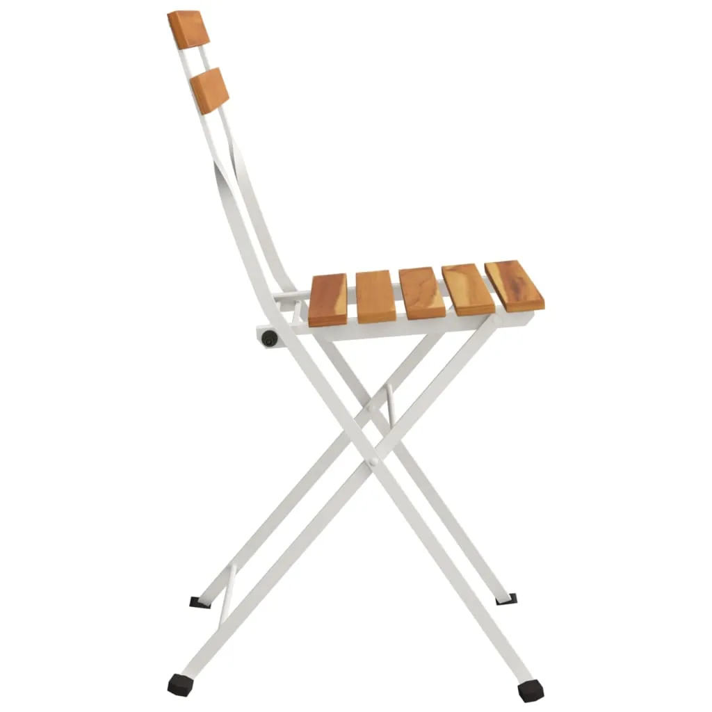 Patio Folding Chairs Bistro Foldable Chair Steel and Solid Wood Acacia