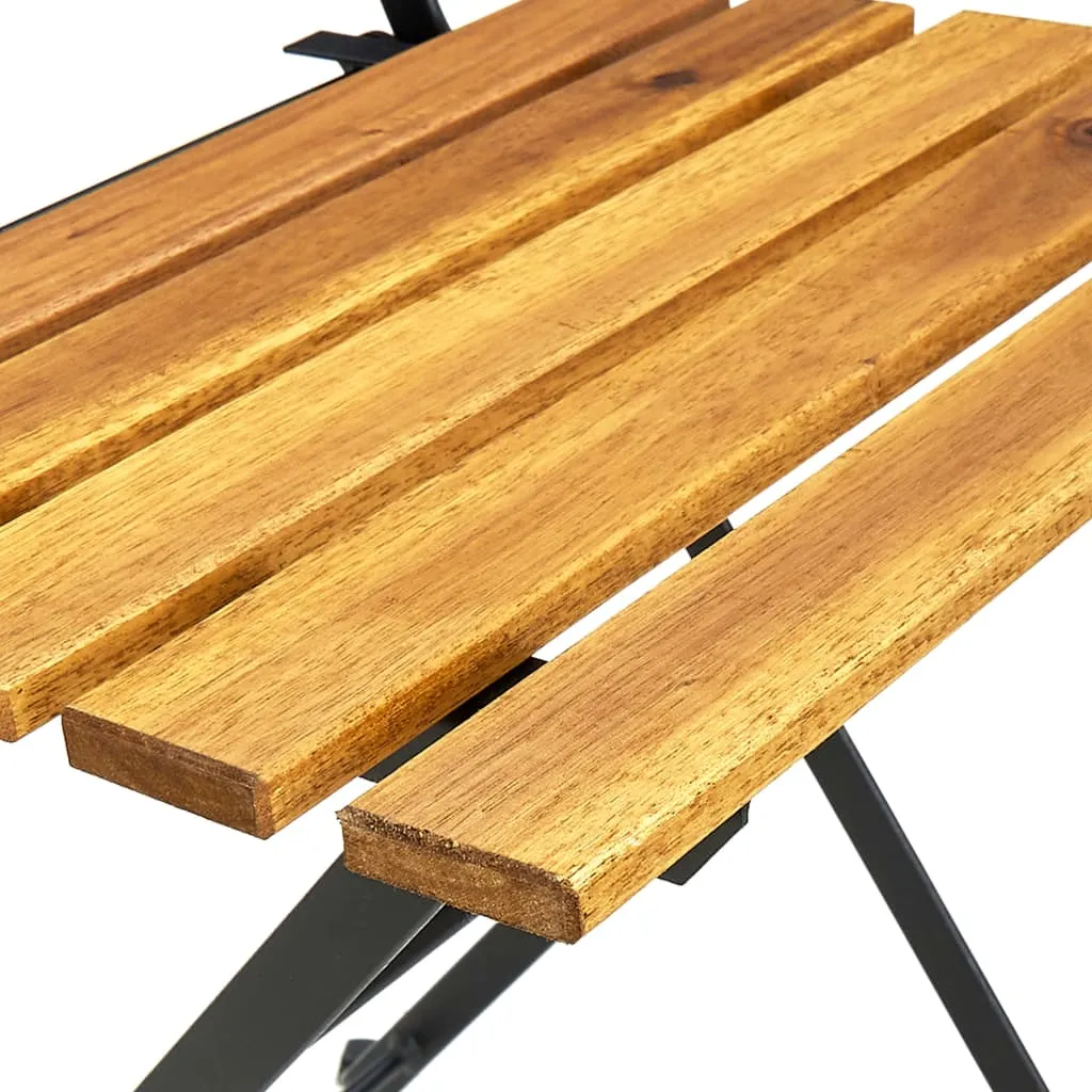 Patio Folding Chairs Bistro Foldable Chair Steel and Solid Wood Acacia