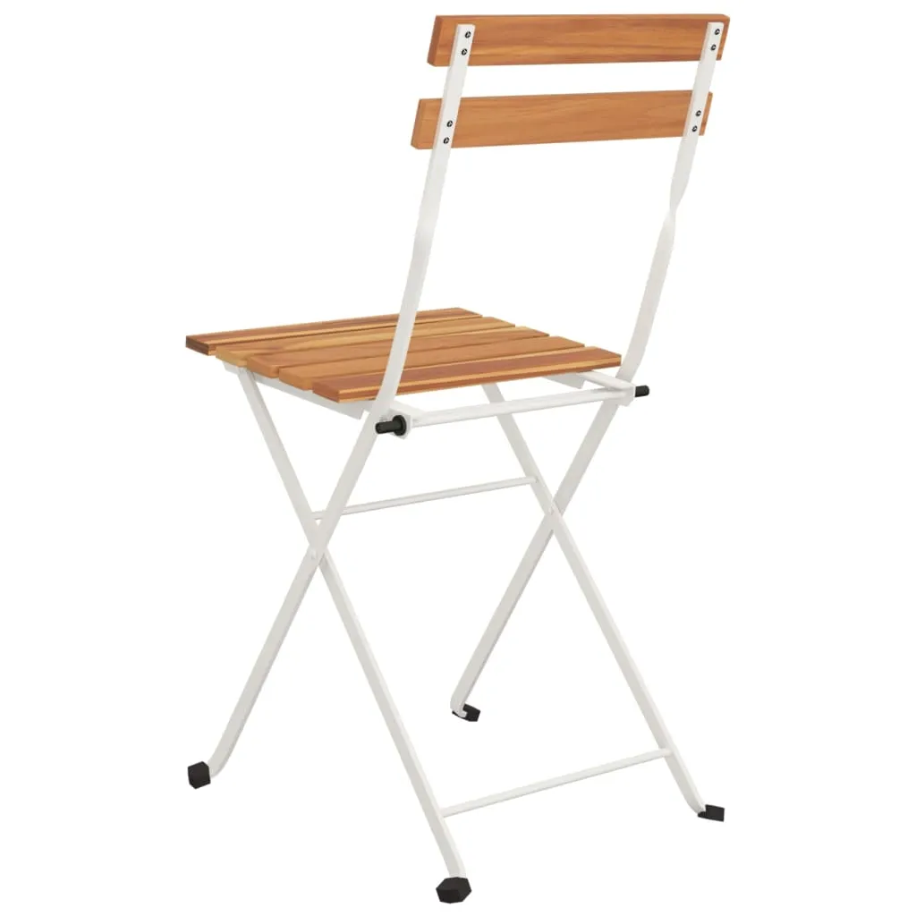 Patio Folding Chairs Bistro Foldable Chair Steel and Solid Wood Acacia