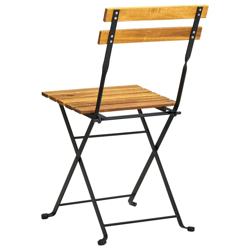 Patio Folding Chairs Bistro Foldable Chair Steel and Solid Wood Acacia