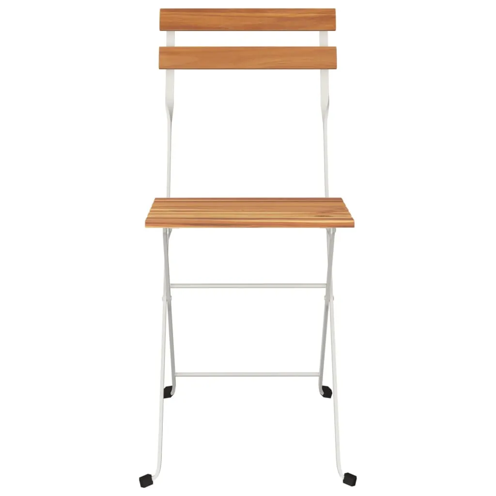 Patio Folding Chairs Bistro Foldable Chair Steel and Solid Wood Acacia