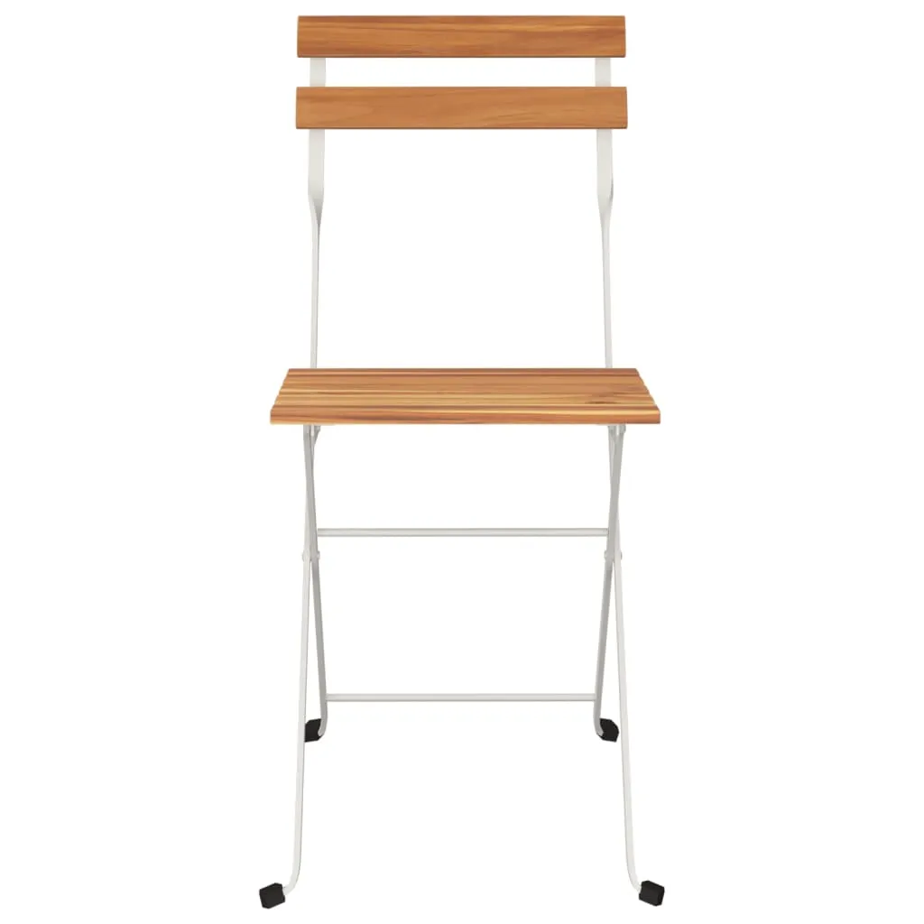Patio Folding Chairs Bistro Foldable Chair Steel and Solid Wood Acacia
