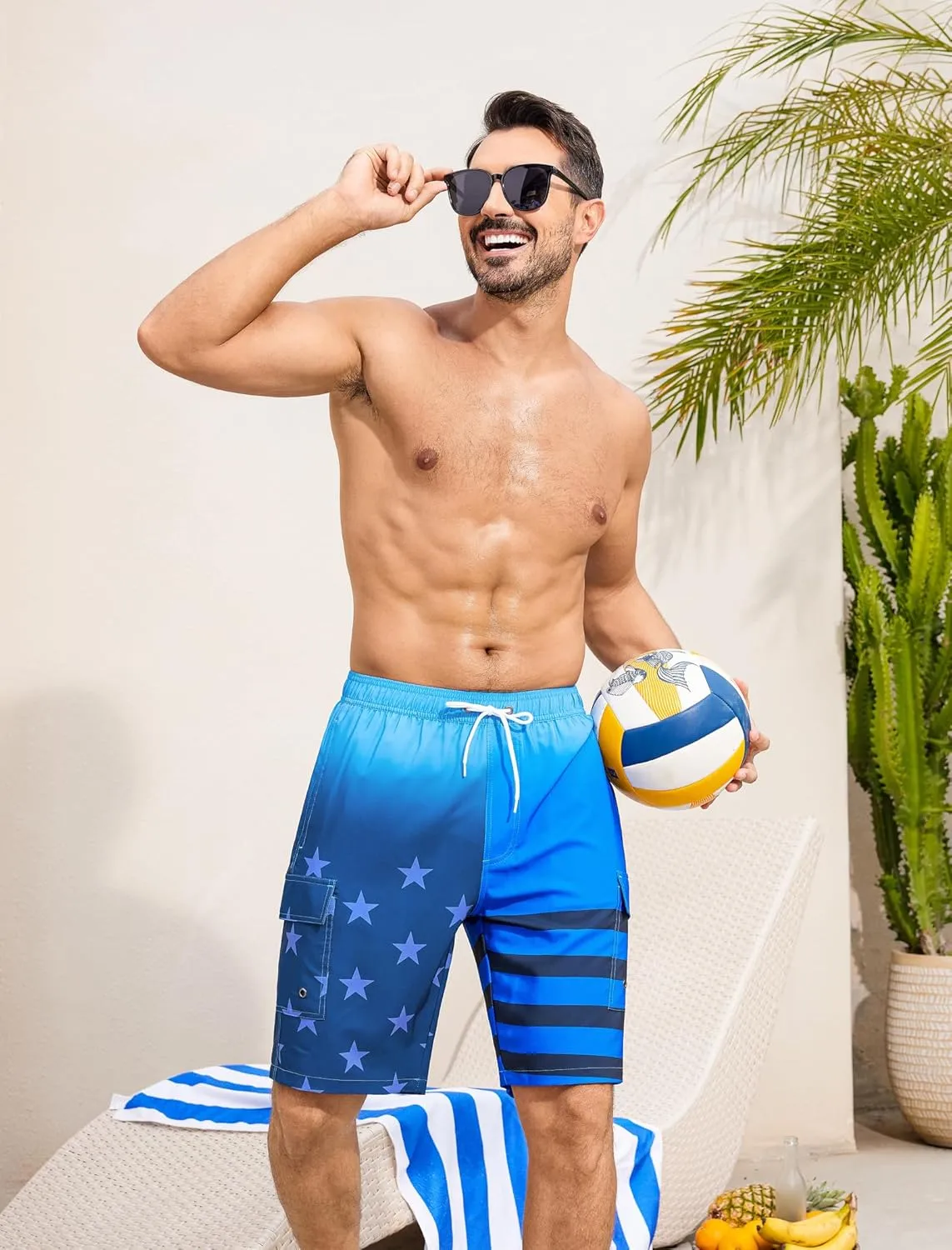 SILKWORLD Men's 9" Swim Trunks Quick Dry Mens Bathing Suit Mesh Lining Board Shorts with Pockets
