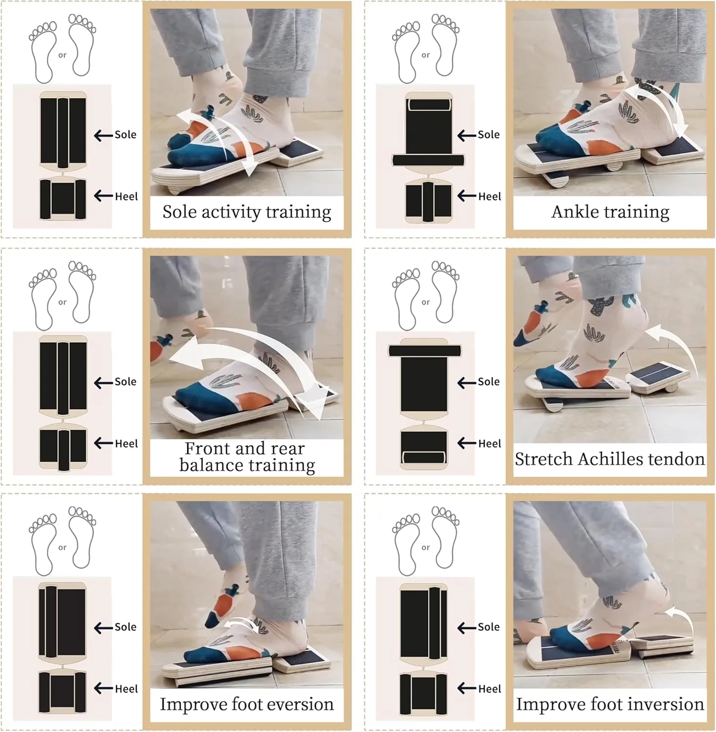 Single Leg Balance Sprained Ankles Board Board for Foot Strengthening, Plantar Fasciitis Relief, Stability Exercises, Posture Correction, and Physical Therapy. Anti-Slip Wobble Board