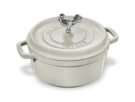 Staub Cast Iron 7-qt round Cocotte - White Truffle