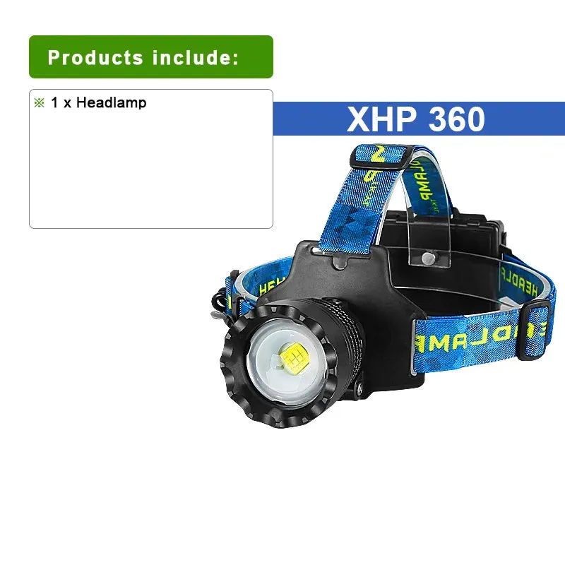 Super 4core Watt LED Powerful Headlamp Rechargeable Head Lamp 3 mode Waterproof Head Flashlight Lantern 2000M Zoomable Headlight