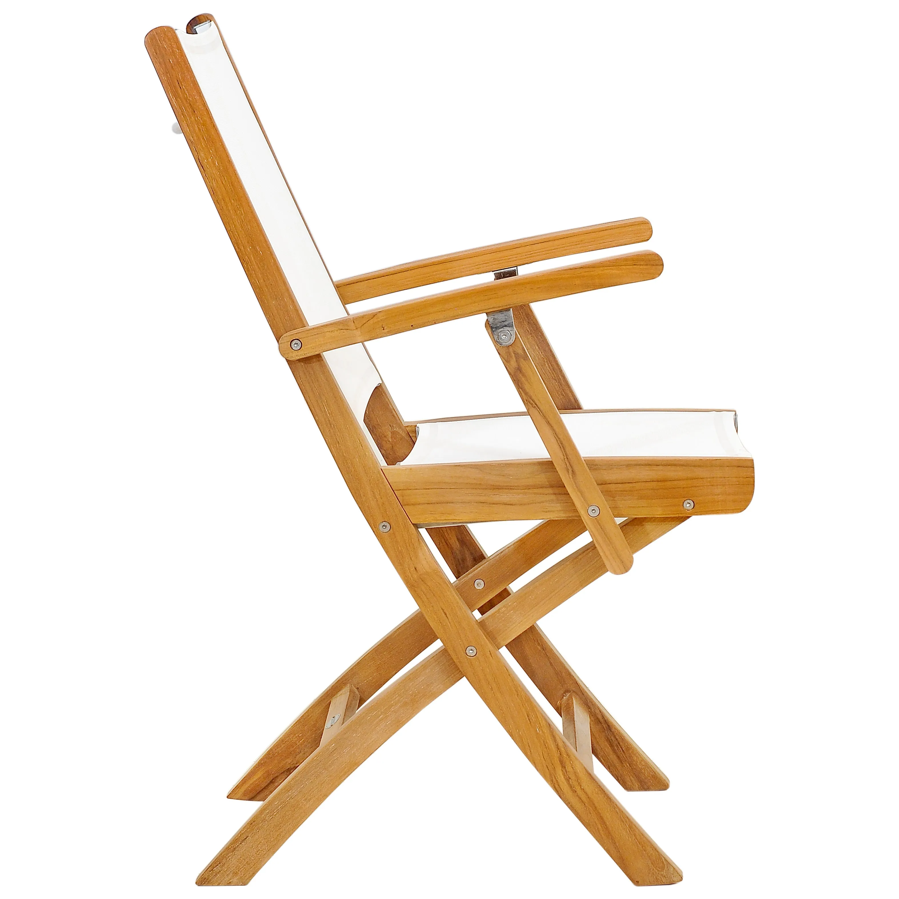 Teak Wood Miami Folding Arm Chair, White (set of 2)
