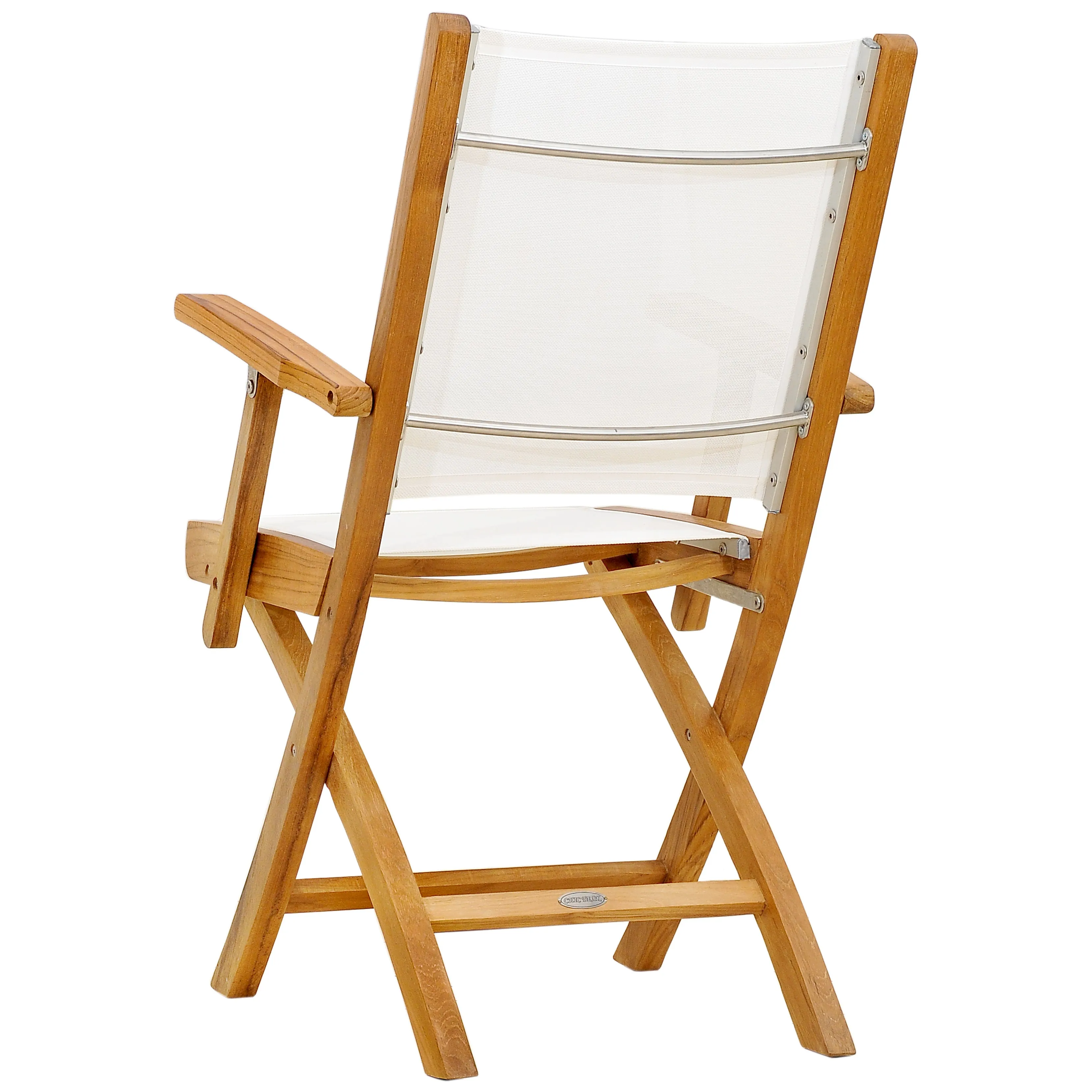Teak Wood Miami Folding Arm Chair, White (set of 2)
