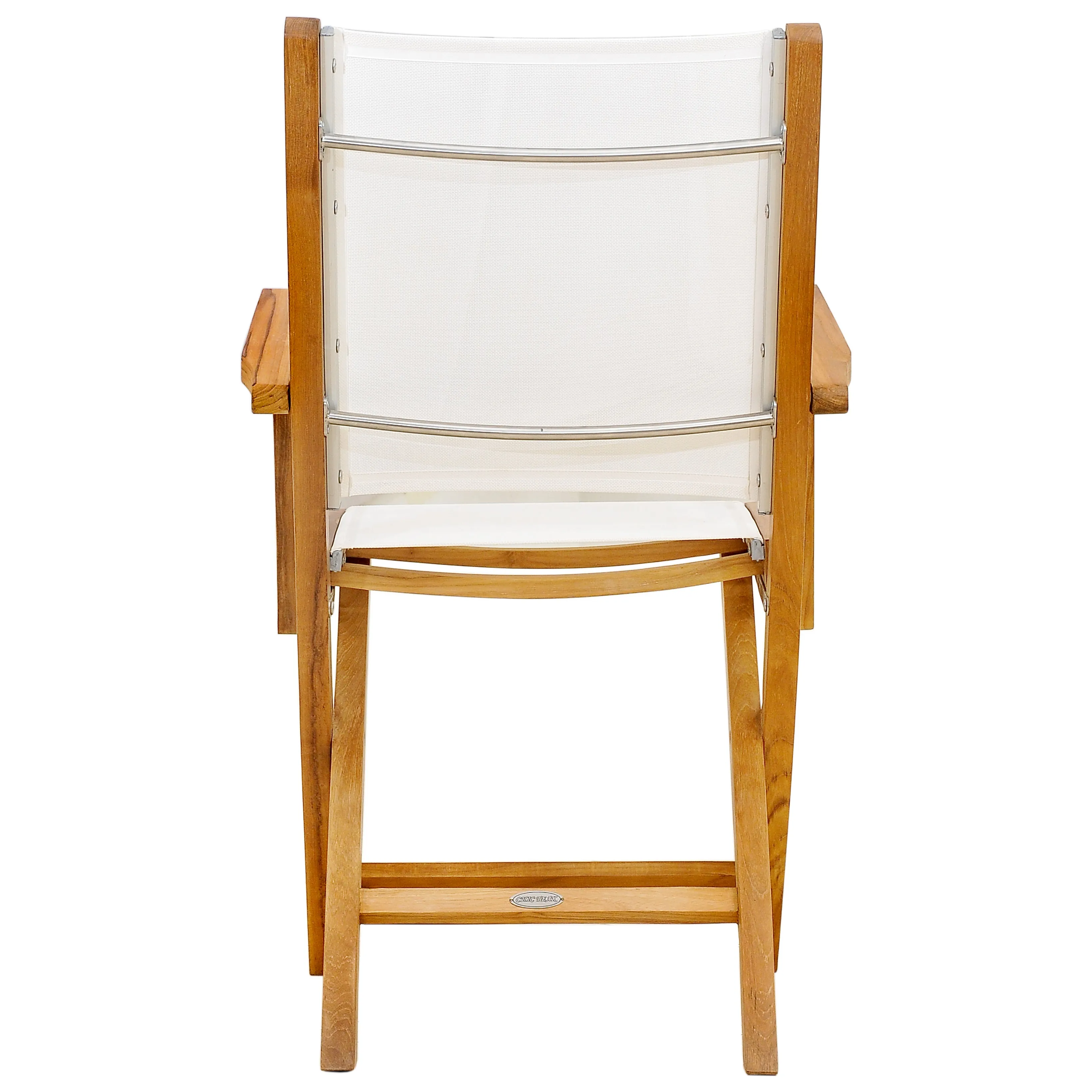 Teak Wood Miami Folding Arm Chair, White (set of 2)
