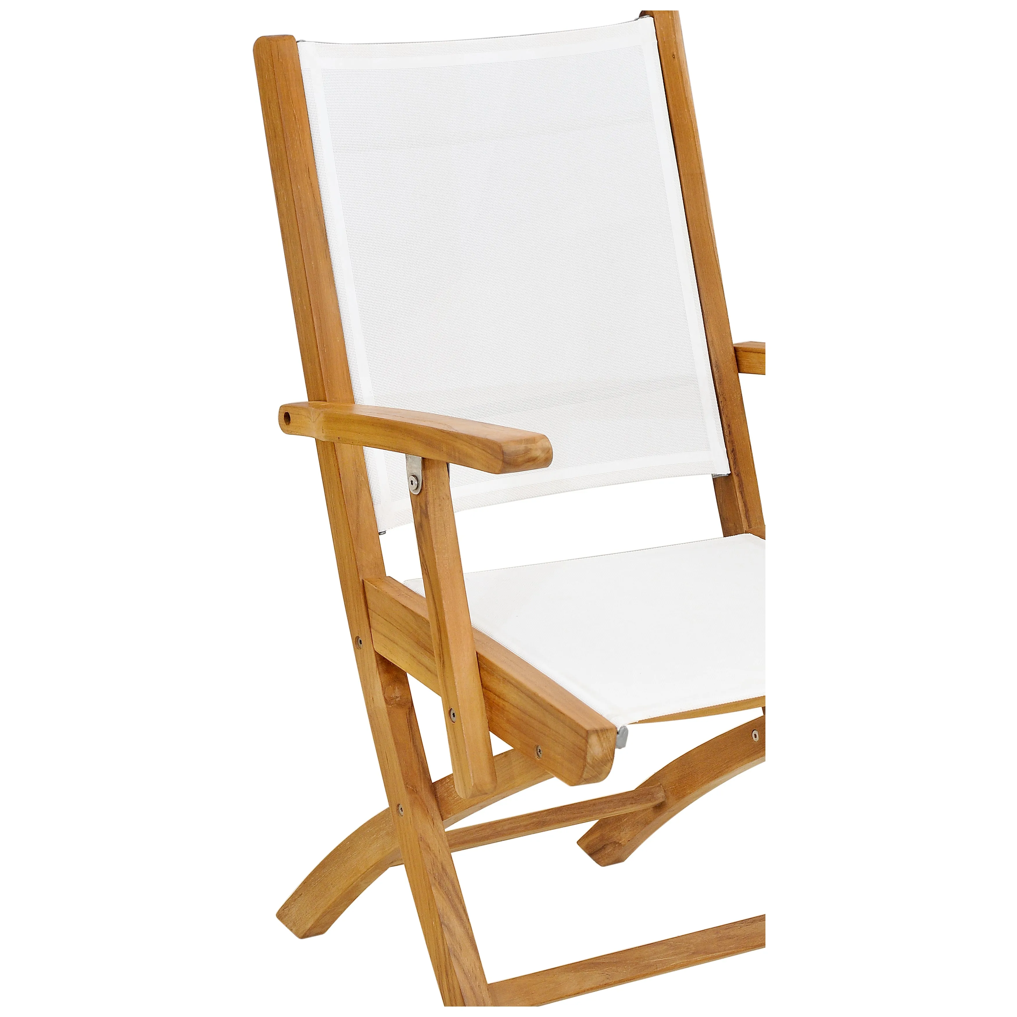 Teak Wood Miami Folding Arm Chair, White (set of 2)