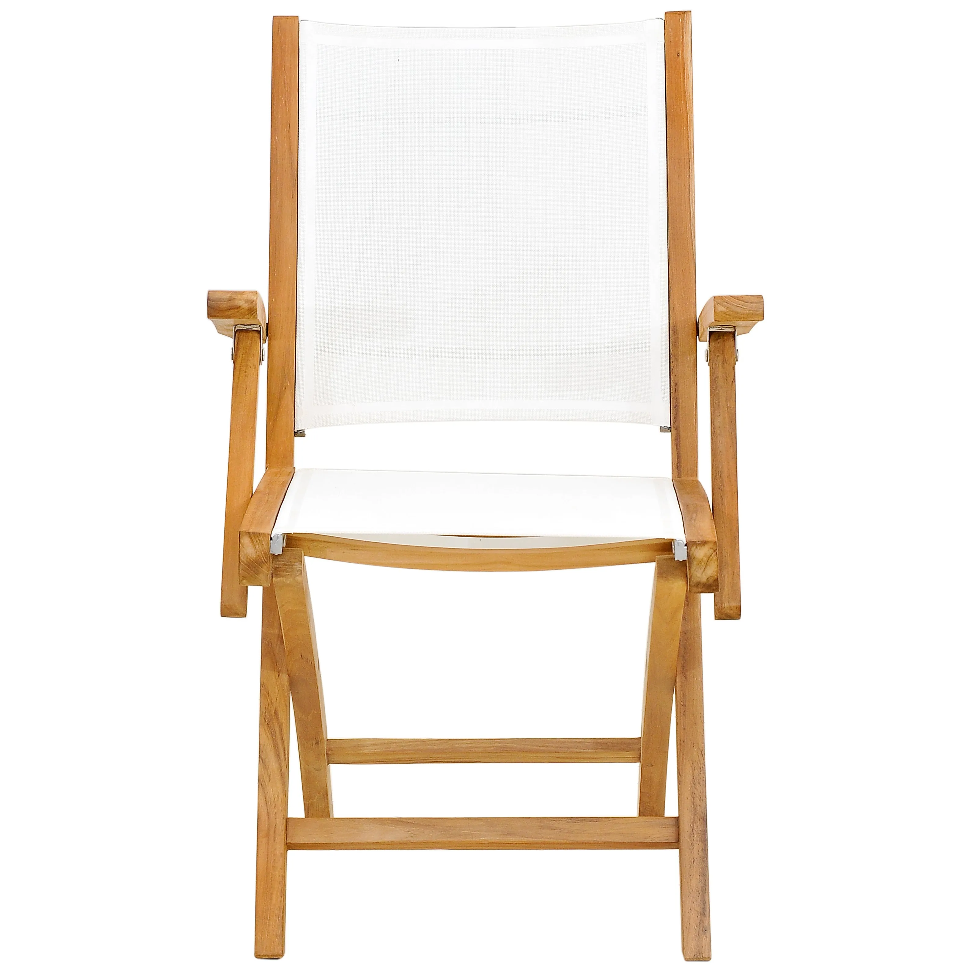 Teak Wood Miami Folding Arm Chair, White (set of 2)
