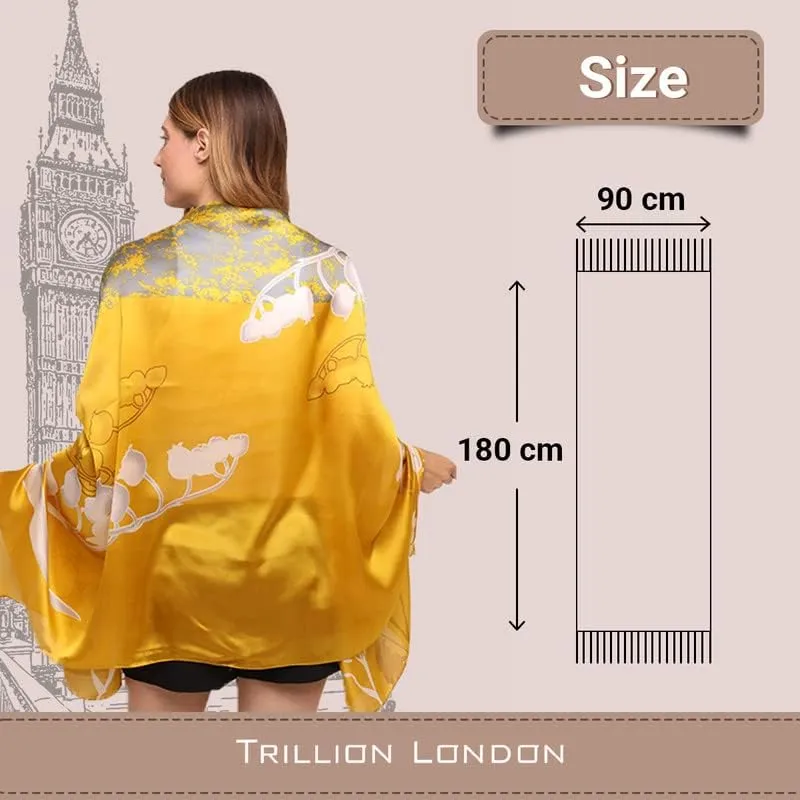 Trillion London Silk Scarf | Long Neck Scarf for Women | Ladies Lightweight Scarves | Shawl Wraps | Suitable for Daily Life