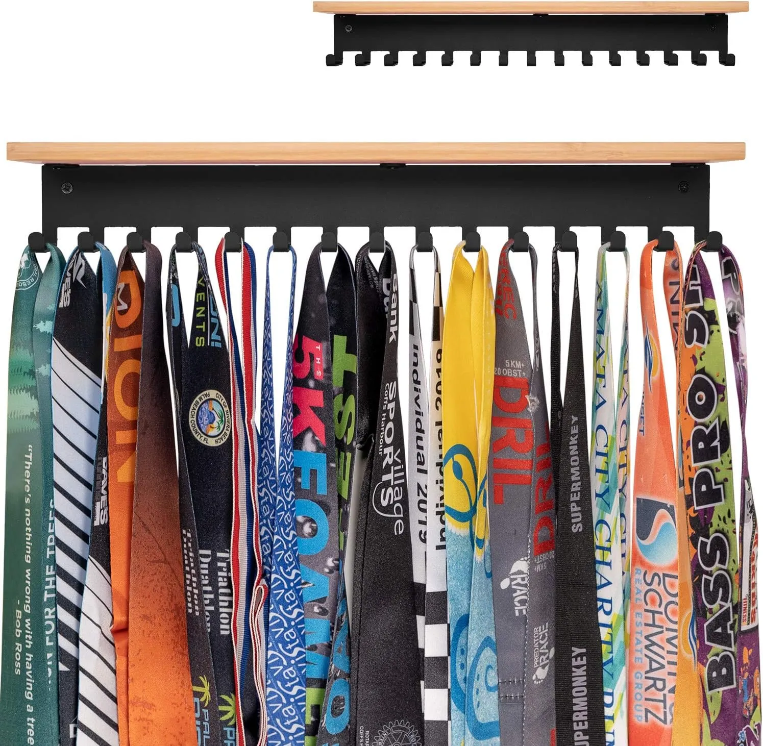 Trophy Shelf with Hooks for Medals - Metal Display Shelf for Wall Mount Ribbon Display, Trophy Shelves for Gymnastics, Soccer, Wrest,Running Race Medals Awards Rack,Trophy Award holder Upgraded