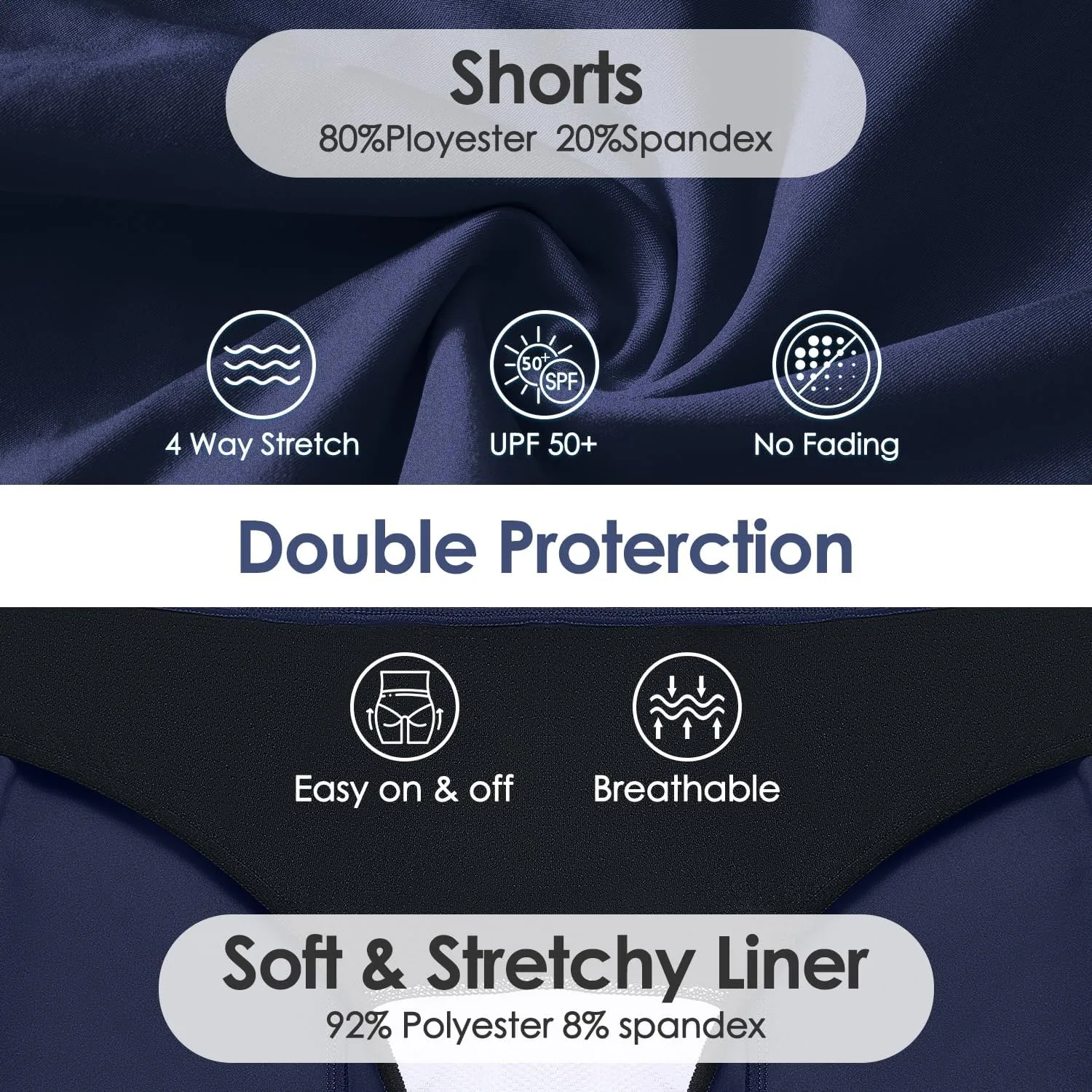 Women's 6" High Waisted Swim Board Short, Quick Dry Beach Swim Shorts with Mesh Brief Liner and Side Pockets