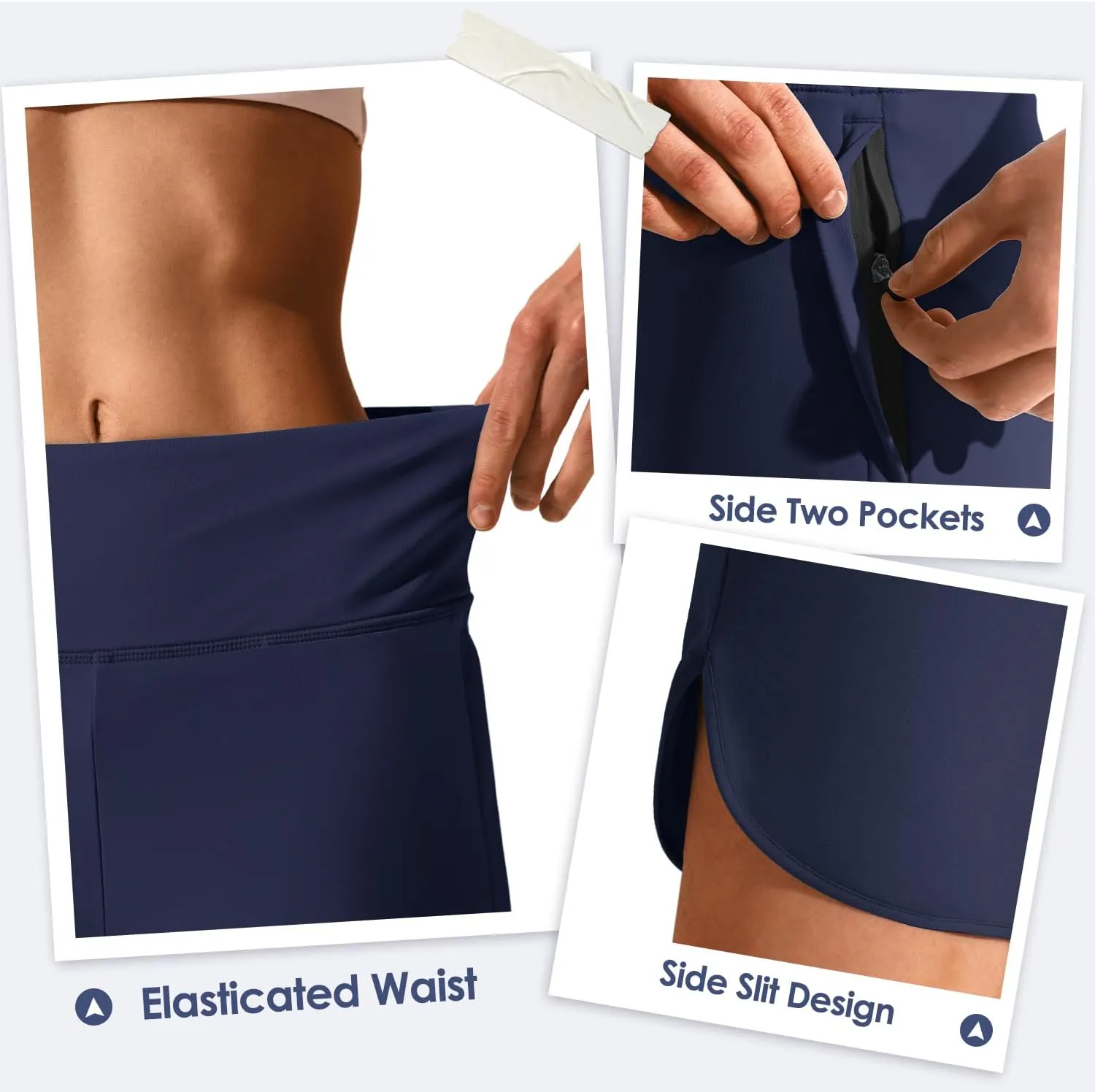 Women's 6" High Waisted Swim Board Short, Quick Dry Beach Swim Shorts with Mesh Brief Liner and Side Pockets